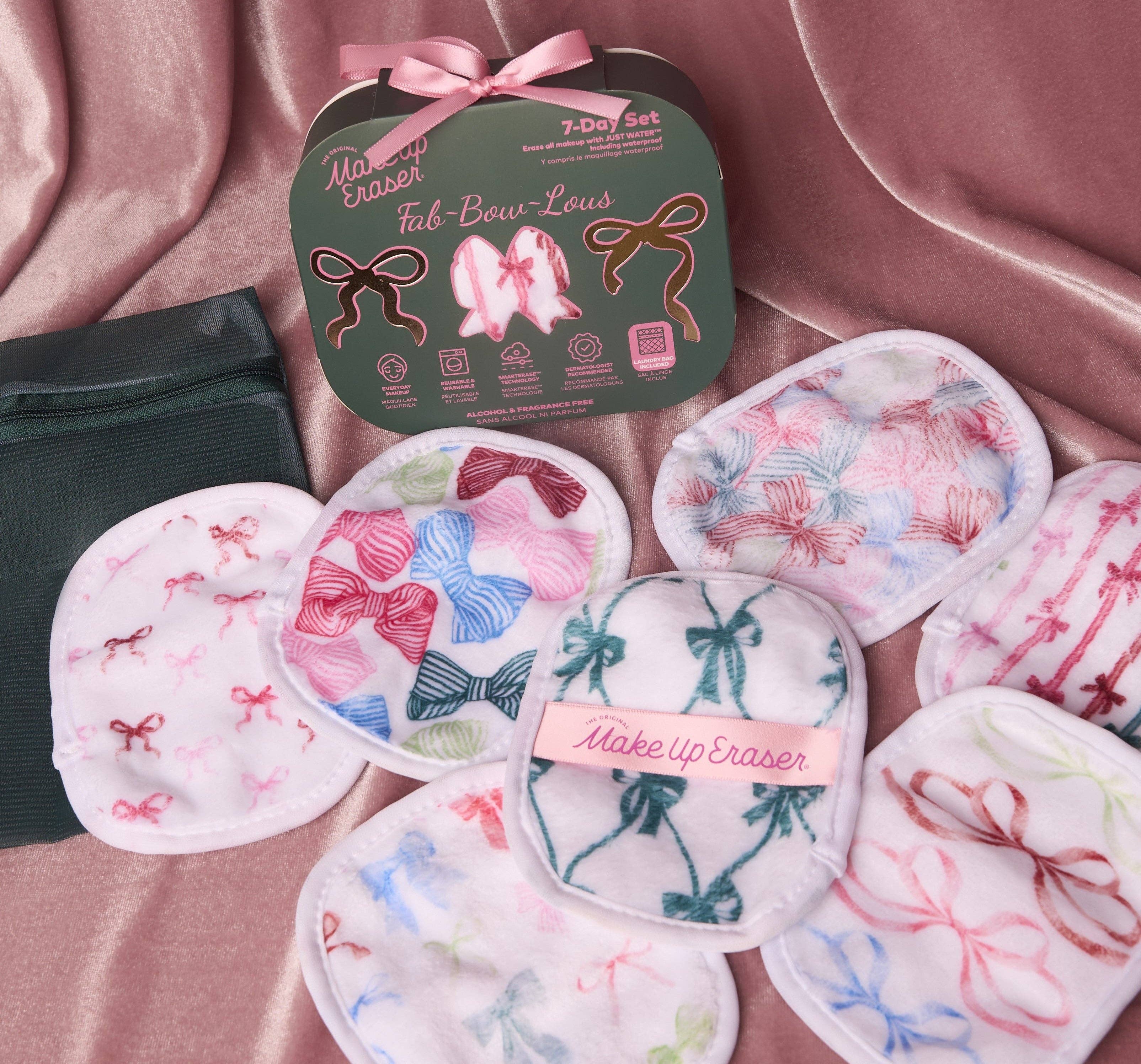 The Original MakeUp Eraser - Wholesale Makeup Remover - Fab-BOW-lous 7-Day Set |  The Whimsical Pink Bow Edit2