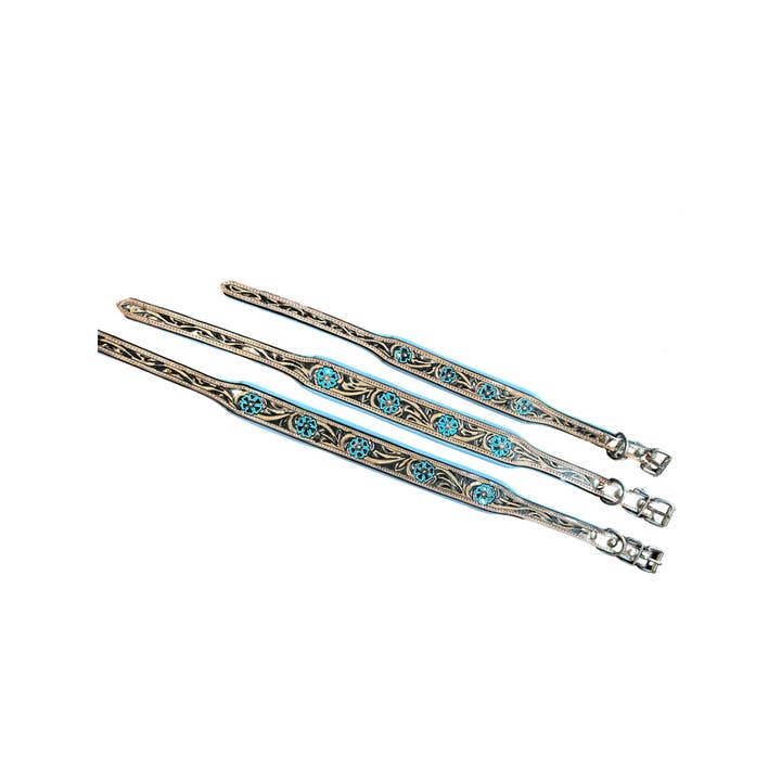 Westrian (Formerly Equipage) - Wholesale Pet Collar - Dog - Turquoise Trail Tooled Leather Dog Collar