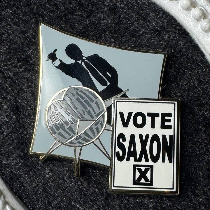 Vote Saxon Villain Hard Enamel Pin for wholesale by Skaro Crafts