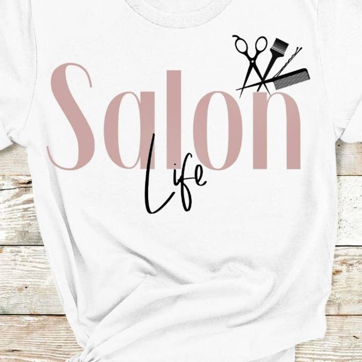 Peach Closet - Wholesale Screen Printed T-Shirt - Women's - Salon Life With Hair Tools Tee