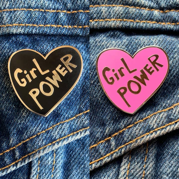 Girl Power Heart Enamel Pin for wholesale by Georgia Made This
