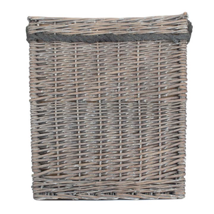 Red Hamper - Wholesale Basket - Wicker Grey Wash Square Hessian Lined Log Basket6