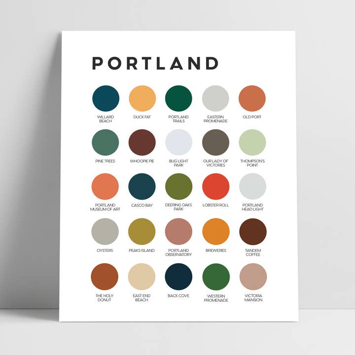 Portland, Maine Color Palette Print for wholesale by Lunch City Studio