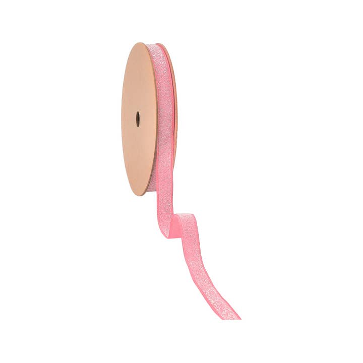 LA Ribbons Wholesale - Wholesale Ribbon – Gift wrapping - 5/8" Wired Edge Corsage Ribbon | Pink Glitter | 25 Yard Roll
2