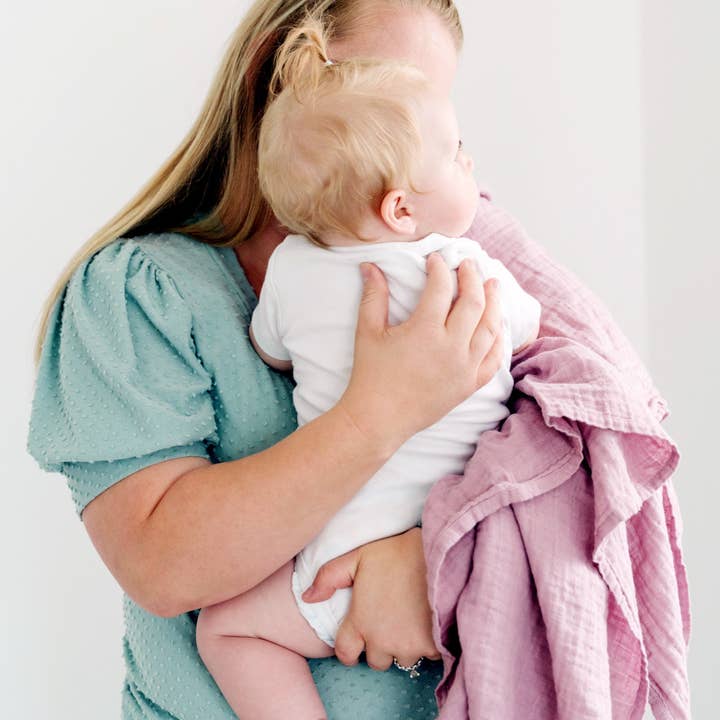 Goobie Baby – Engroshandel Svøb - Baby – Økologisk bomuld Muslin Swaddle Blanket - Mauve2