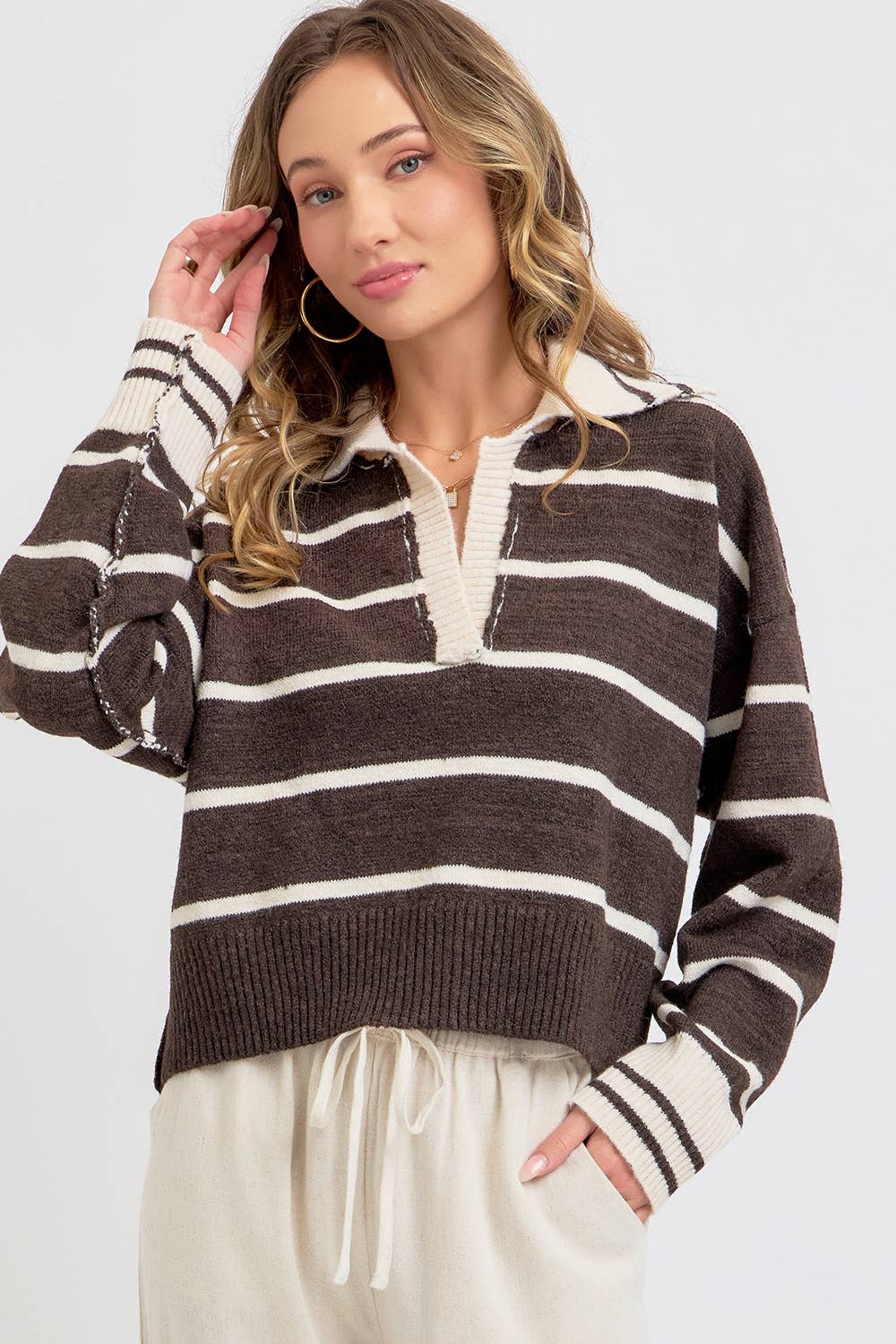 Sweet Lovely by Jen - Wholesale Knit Sweater - Women's - STRIPED EVERYDAY  KNIT SWEATER28
