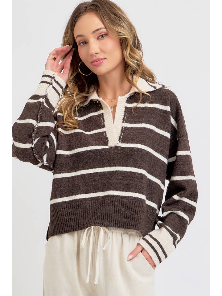 Sweet Lovely by Jen - Wholesale Knit Sweater - Women's - STRIPED EVERYDAY KNIT SWEATER28