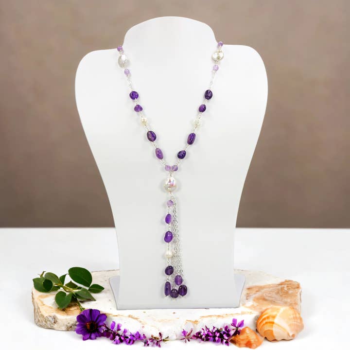 IST Jewelry – wholesale Y-ringat halsband – Lariathalsband med ädelstenar och sötvattenspärlor