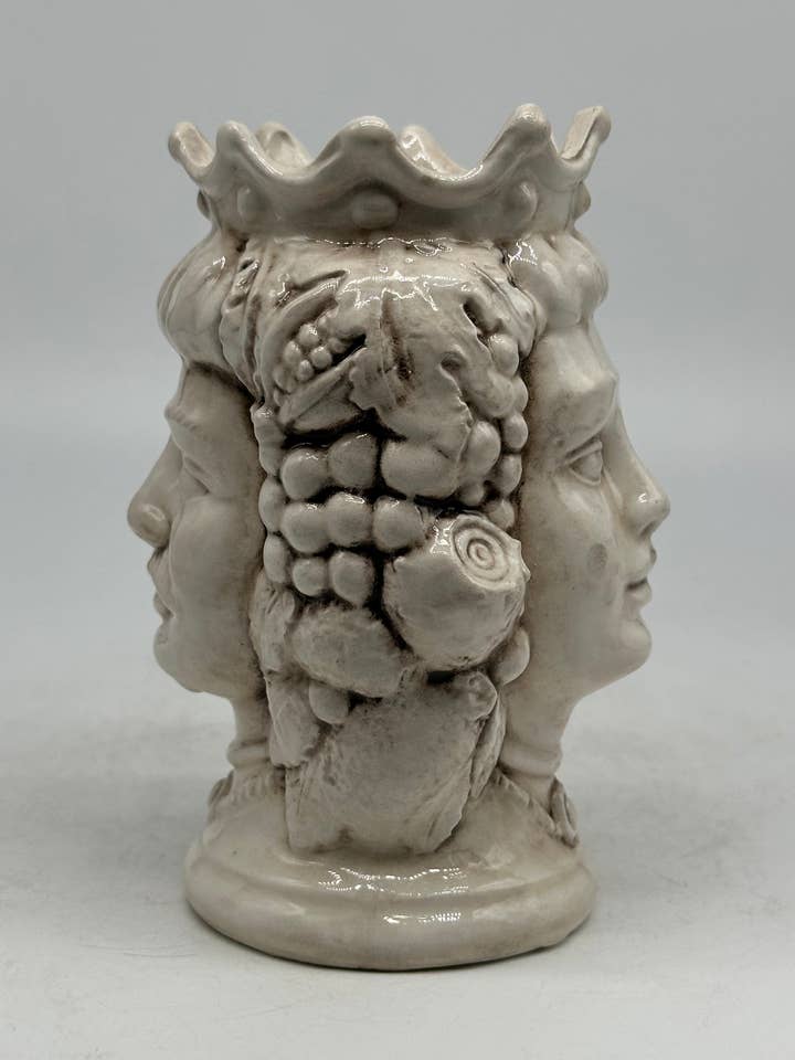 Kalat Moor's Head Double-sided Fruit Caltagirone Ceramic H.14 cm W.9 cm Handcrafted VARIOUS COLORS for wholesale by DD Ceramiche Siciliane