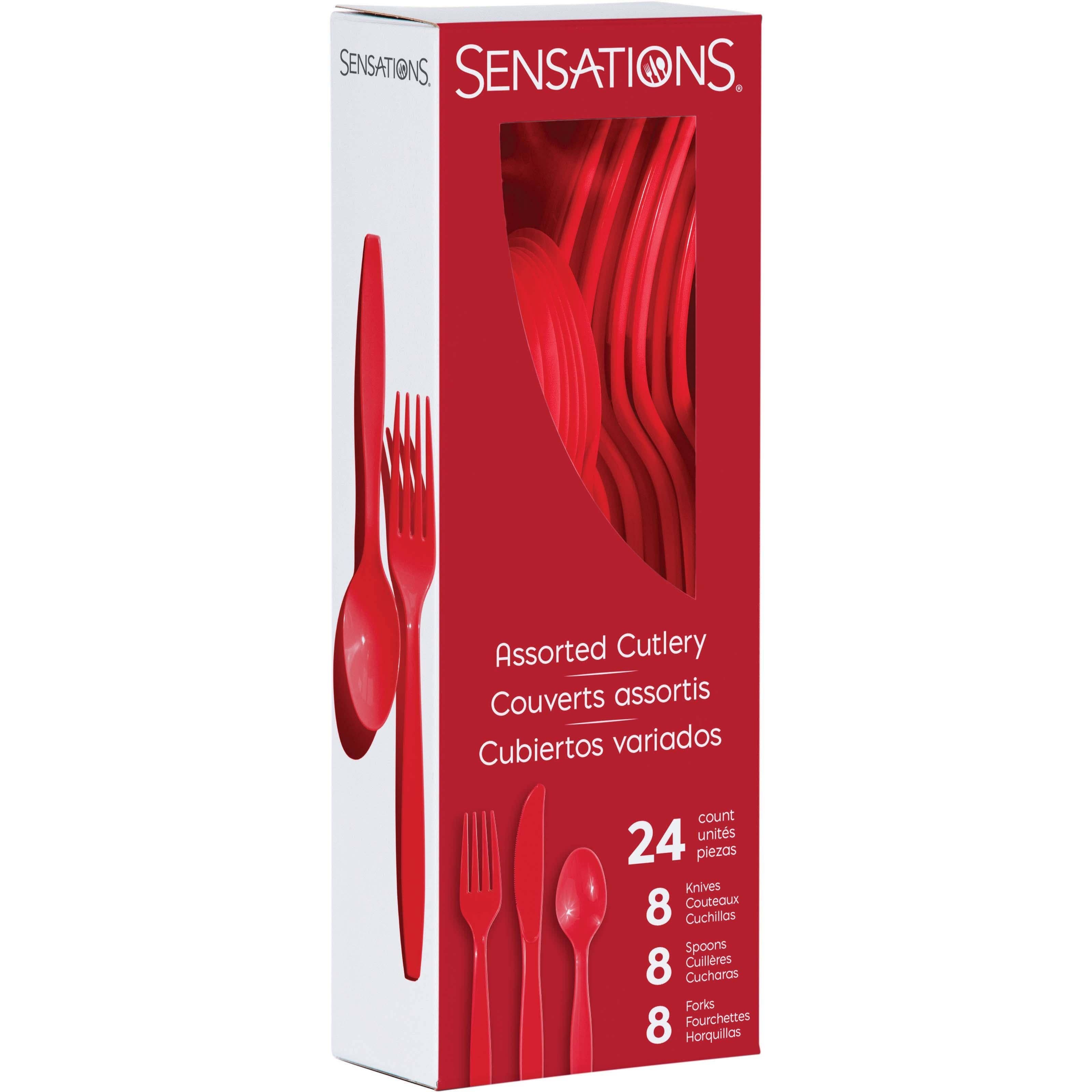 Bulk Party Decor - Wholesale Assorted Cutlery Set - Bulk Classic Red Assorted Cutlery (12 Pkgs per Case)2