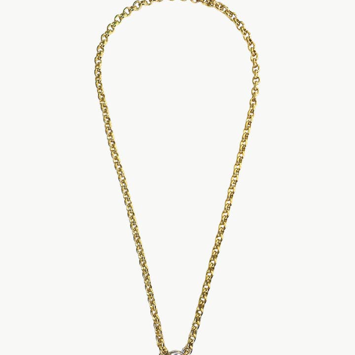 HELLES - Wholesale Pendant/Charm Necklace - LONG TWO-TONE MEDAL NECKLACE0