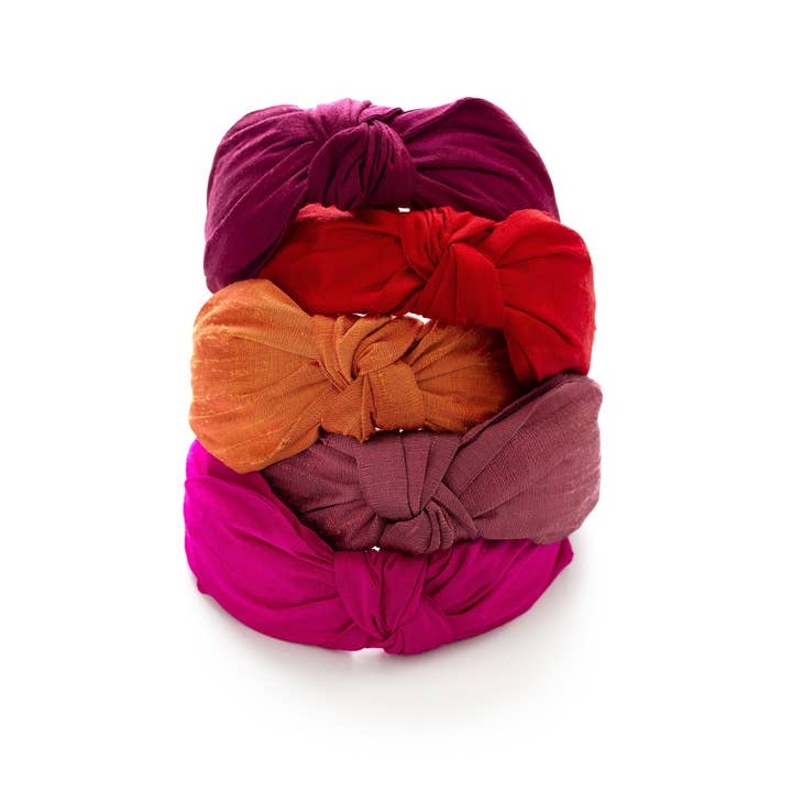 Cookie & the Dude - Wholesale Fashion headband – women's - Dupioni Silk - Warm Palette - Top Knot Headband