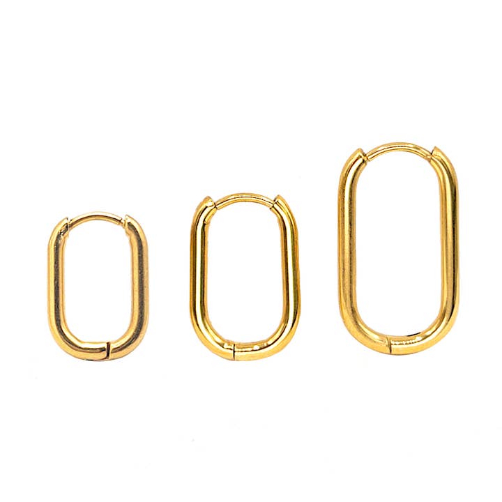 Ovala Huggie Hoop örhängen • Kirurgiskt stål • 18K guld PVD för wholesale av UBNY Collection
