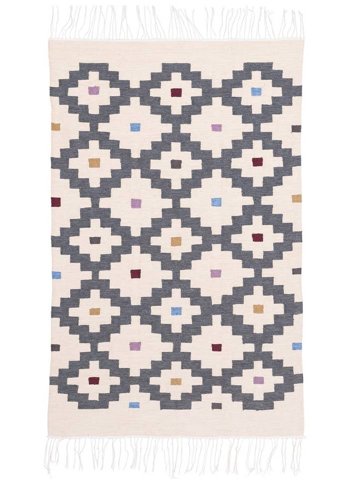Handvävd flerfärgad medaljong bomullskilim matta - bohemisk för wholesale av Cushy