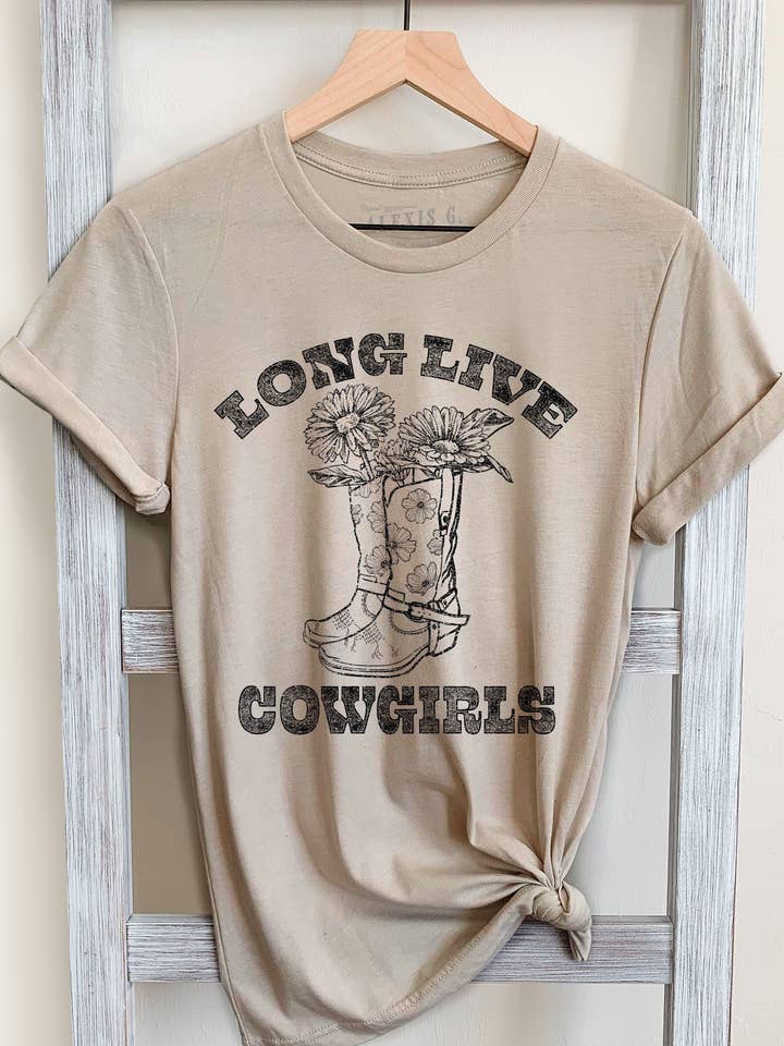 Long Live Cowgirls Graphic Tee, Farm Country Music, Western for wholesale by SewCalUSA