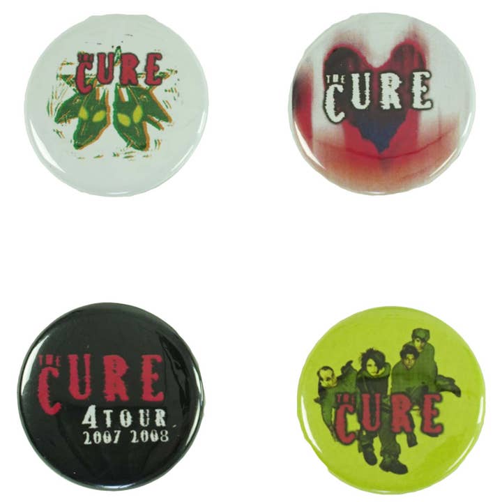 The Cure 4 pc. Button Pack Collector Items for wholesale by Rockabilia