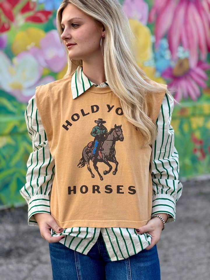 Hank & Scoot - Wholesale Tank Top - Women's - Hold your Horses Boxy Tank