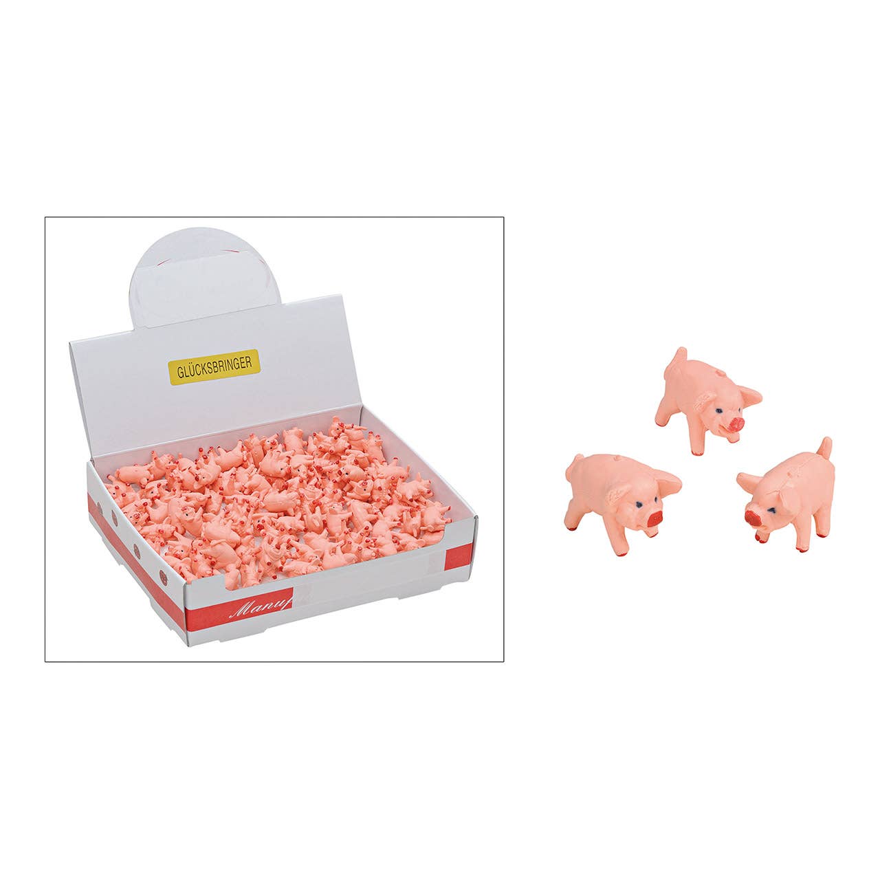 Wurm - Vendita all'ingrosso Amuleto - Maialino portafortuna con coda a ricciolo in plastica (L/A/P) 2x1,5x1 cm0