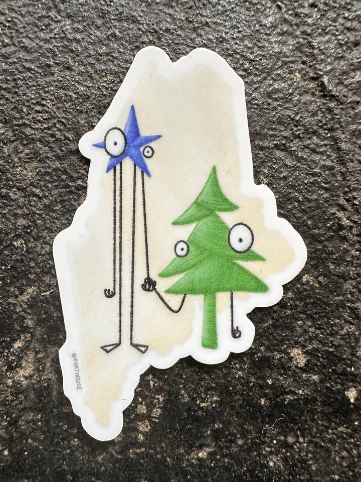 Original Maine Star and Pine Sticker for wholesale by FortHouse Studios