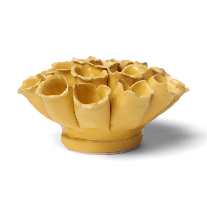 Ceramic Flower Wall Art Polyp Yellow Medium 5 for wholesale on Faire