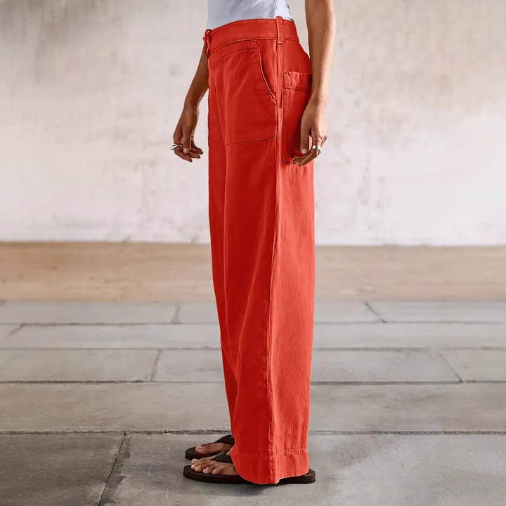 Autumn orange wide-leg straight jeans for wholesale on Faire4