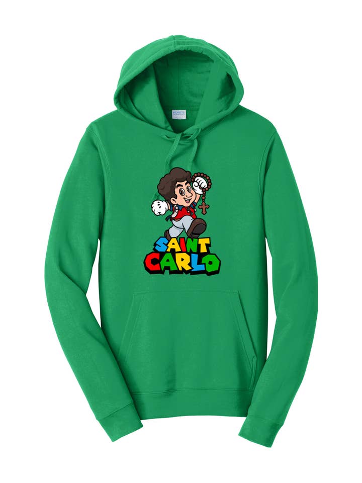 Super St. Carlo Acutis Hoodie Sweatshirt for wholesale by Sock Religious