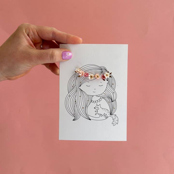 Pretty Flower Crown Lady Card Kit for wholesale by Mamie dans les orties