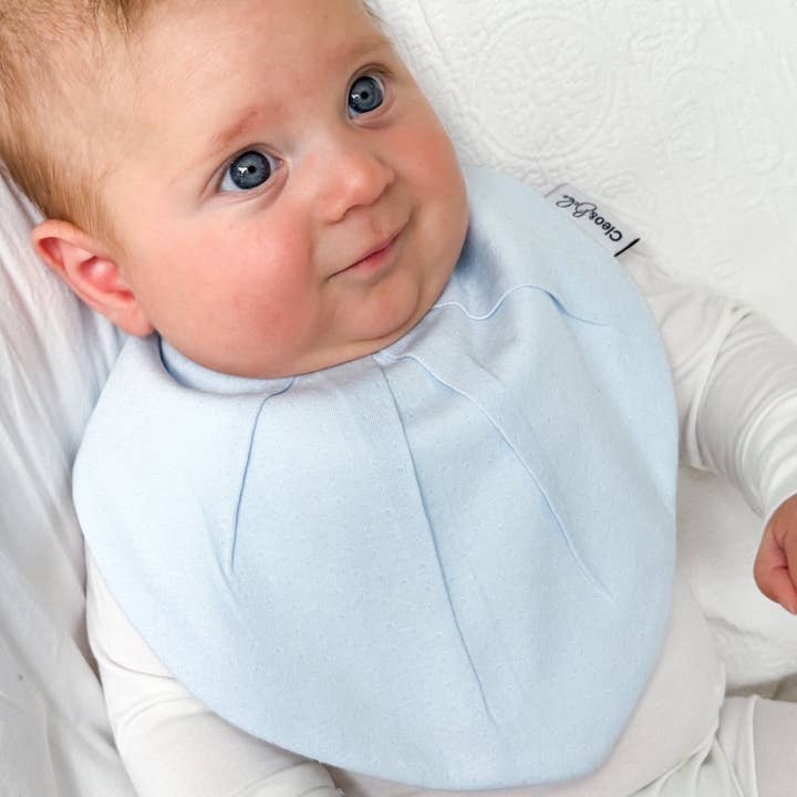 Waterproof Bib Bandana / Classic - Blue Lilly Pointelle for wholesale by Cleo & Bebe