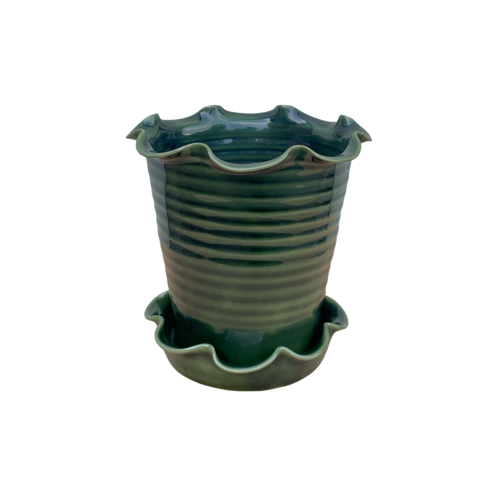 Paige Mitchell - Wholesale Plant Pot - Frilly Pot - Emerald Green0