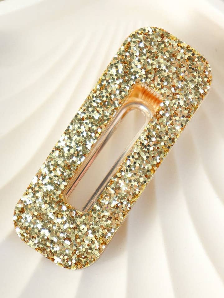 Rectangular hair clip with large gold sequins for wholesale by CG Home