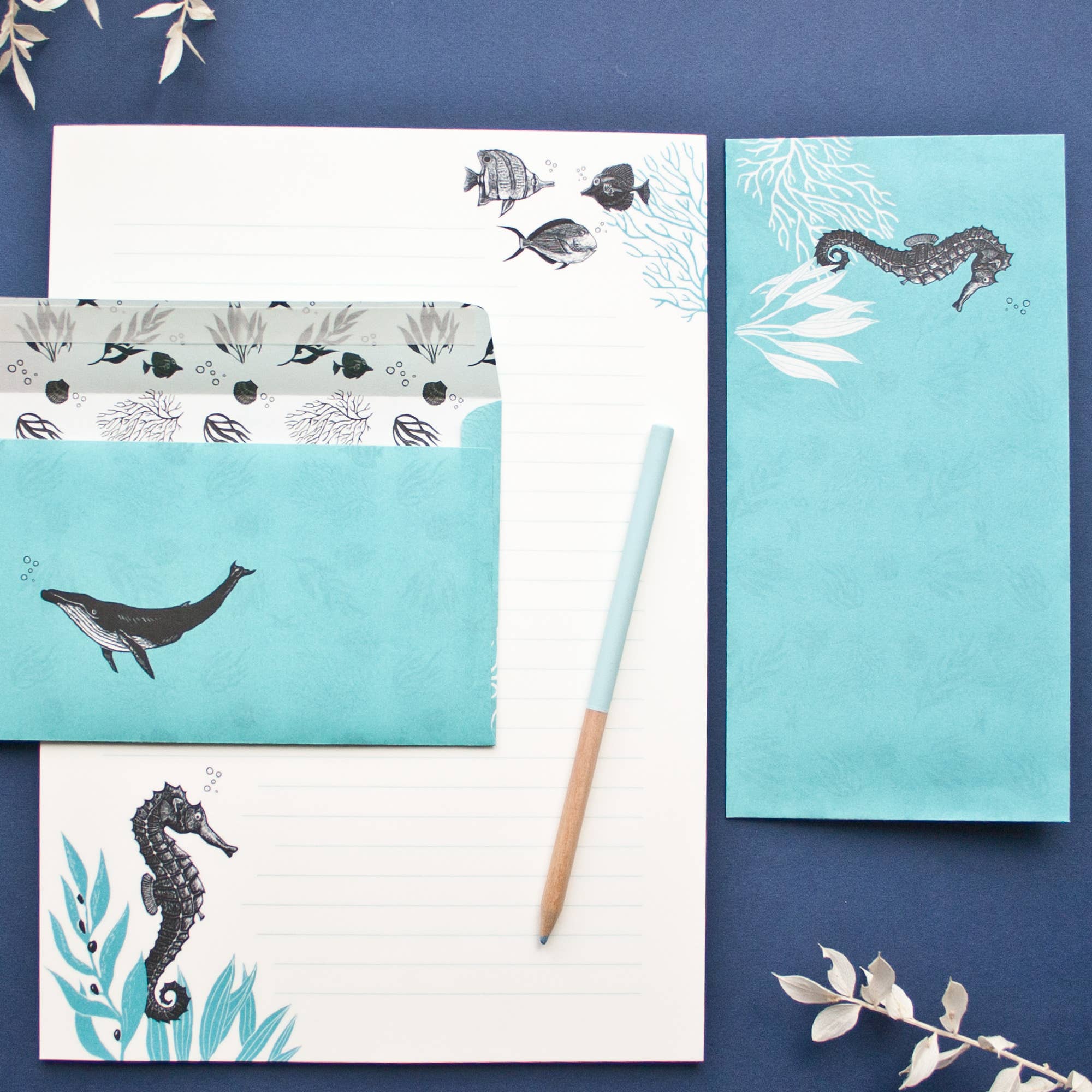 Katja Rub - Venta al por mayor Conjunto de papelería y tarjetas - Set de papelería con caballitos de mar3