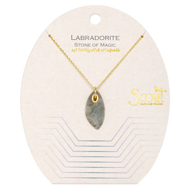 Scout Curated Wears - Wholesale Pendant/Charm Necklace - Organic Stone Necklace Labradorite/Gold - Stone of Magic