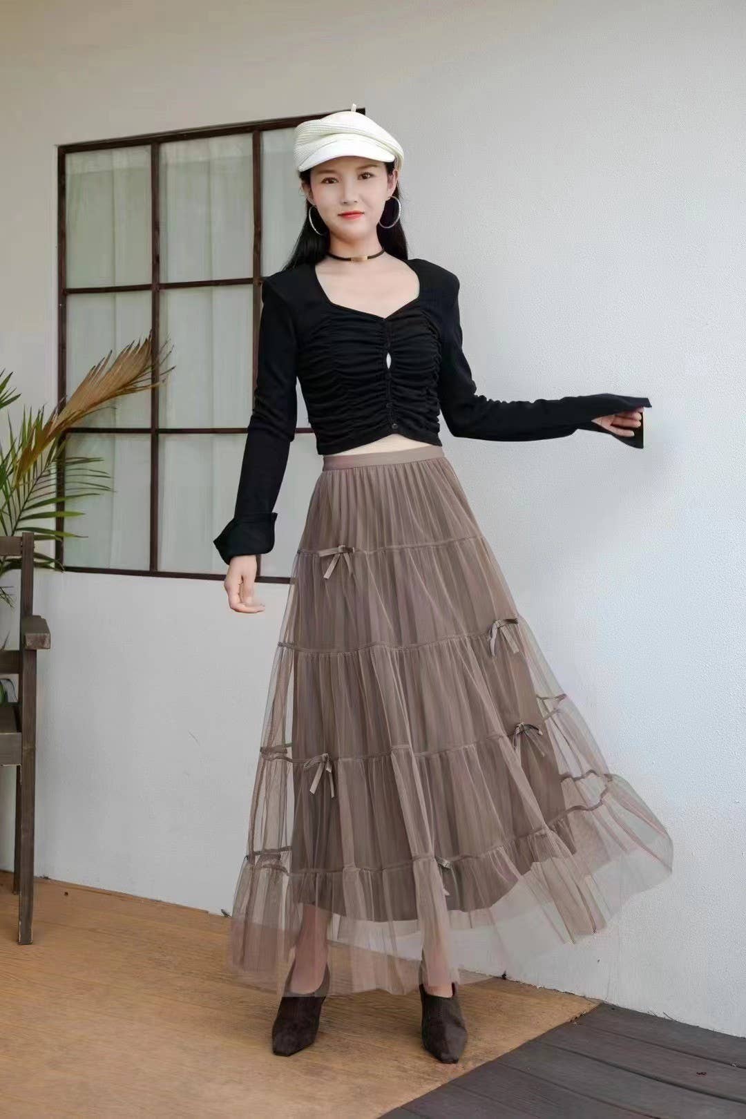 Hope & Sunshine - Wholesale Skirt - Women's - Mesh Bow Tie Midi Skirt4