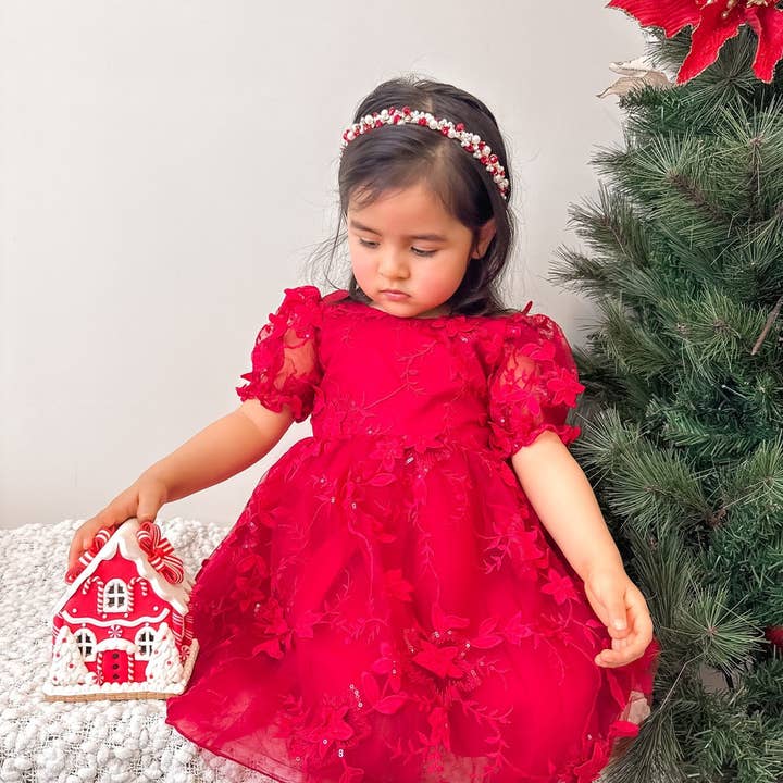 A Little Lacey - Wholesale Fashion Headband - Kids - Evelyn Girls Christmas Pearl Headband3