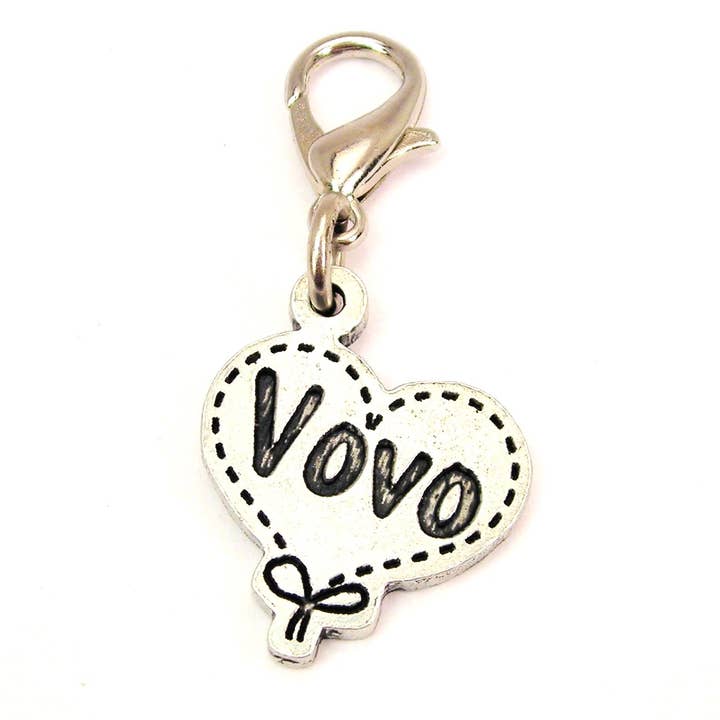 Vovo quilted Heart purse clip/zipper pull Portuguese grandma for wholesale by Chubby Chico Charms
