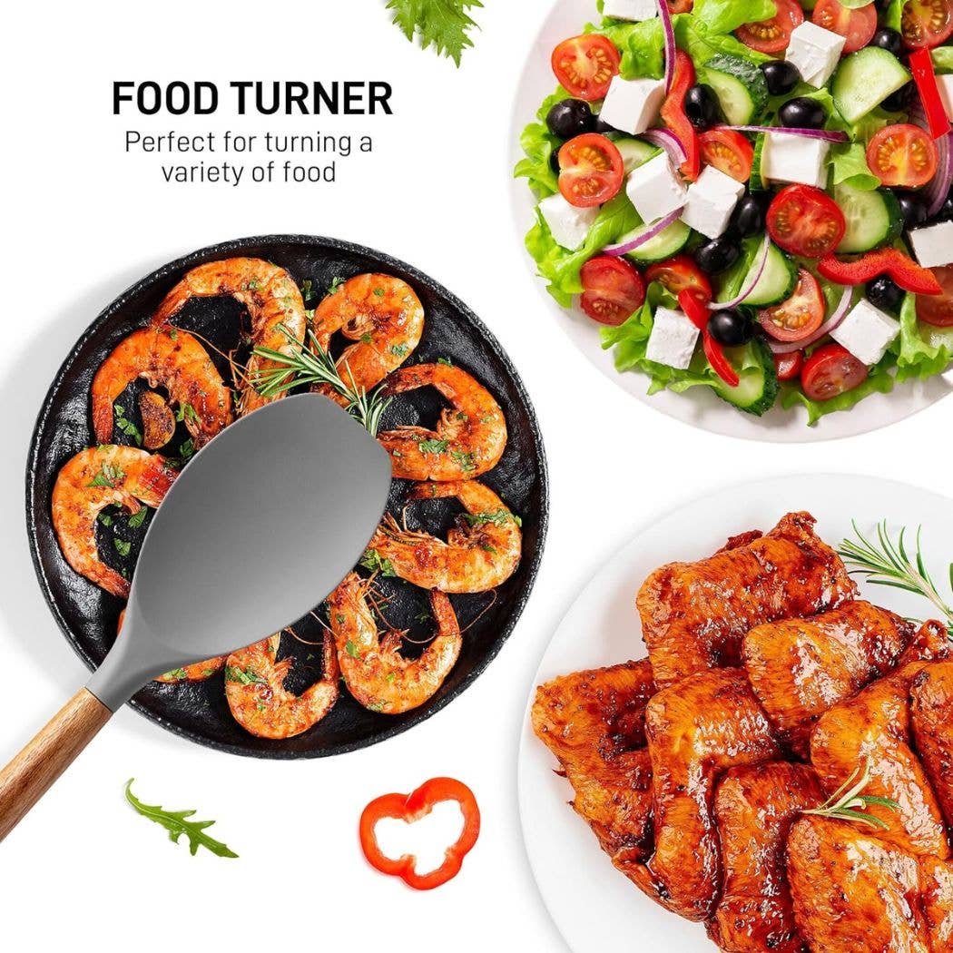 Zulay Kitchen - Wholesale Kitchen Utensil Set - 5-Piece Silicone Utensils Set with Wooden Handles26