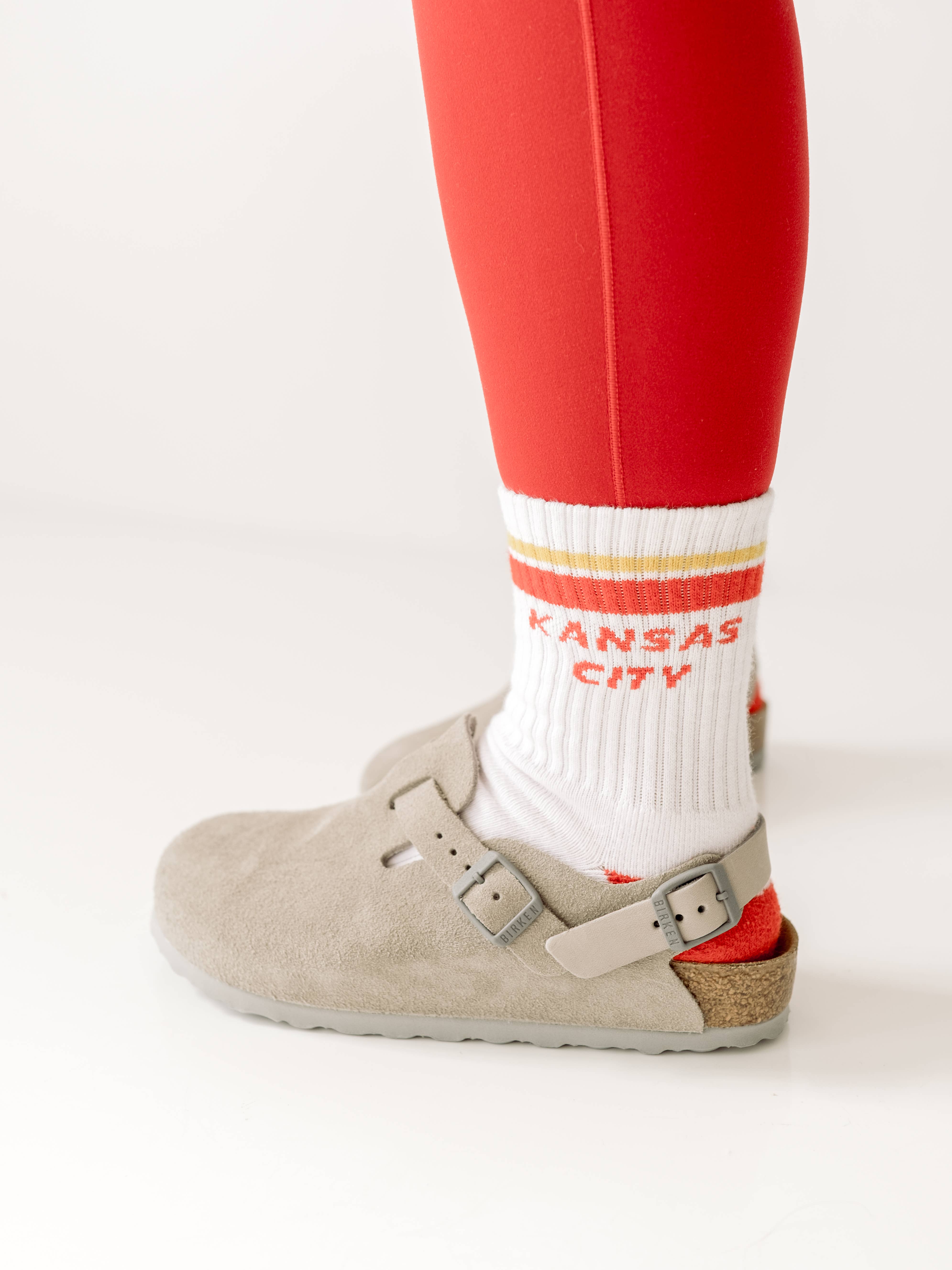 Carly Rae Studio - Wholesale Socks - Unisex - Kansas City Crew Socks - White w/ Red & Yellow2