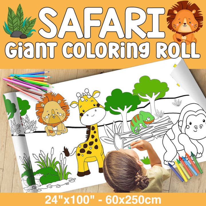 GIANT Coloring Paper Activity Roll for Kids, 24"x100", Safari for wholesale by EnjoyMyDesign