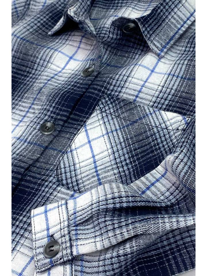 Bianco-Blu TKT-23-17005T-VI02 Camicia in flanella scozzese per bambini con una tasca in vendita all'ingrosso su Faire