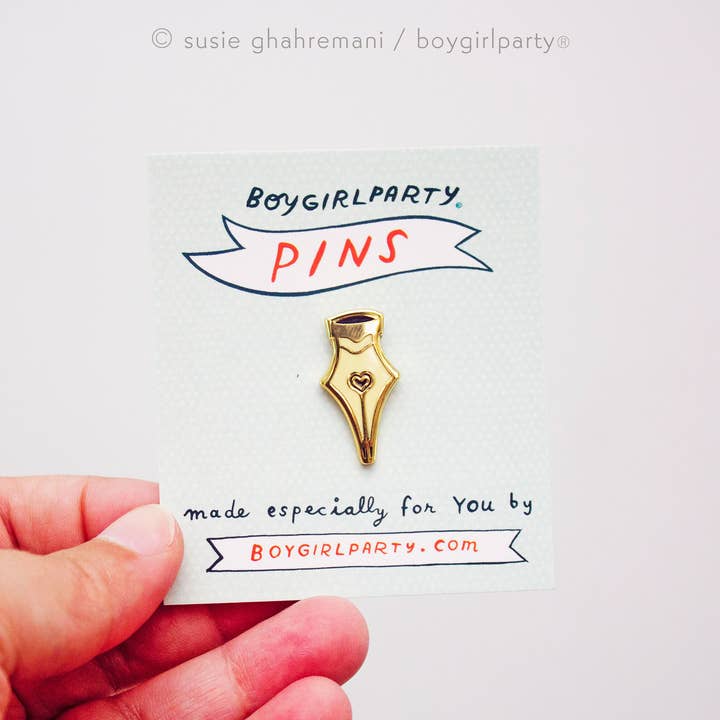 Boygirlparty – wholesale Lapel pin/button – Fountain Pen Nib Enamel Pin — Writer Gift — Hard Enamel Pin