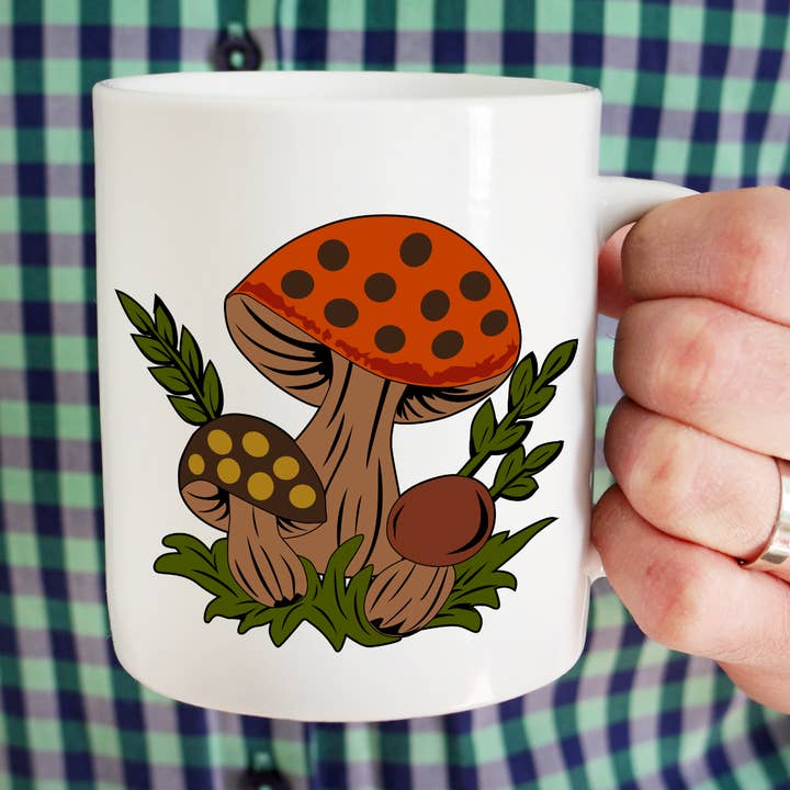 Merry Mushroom Pyrex Inspired Design Ceramic Coffee Mug for wholesale by With Love Louise