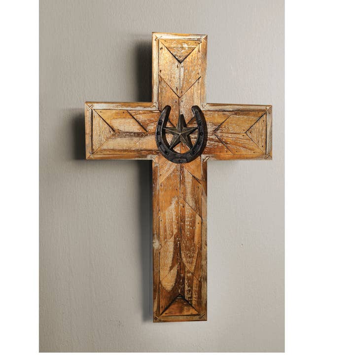 Horseshoe Wood Cross for wholesale by Manual Woodworkers and Weavers, Inc.