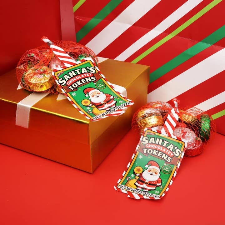 Needzo Inc - Wholesale Chocolate - Milk Chocolatey Christmas Coins, Mesh Bags, Foil Wrapped6