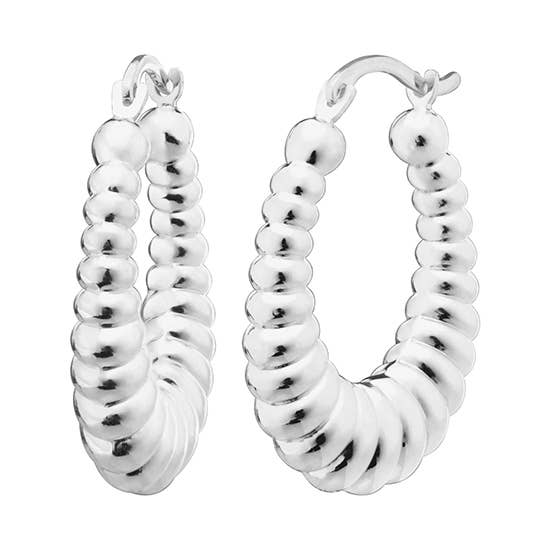 1" Scalloped Oval Hoop in Silver for wholesale by Almond Tree