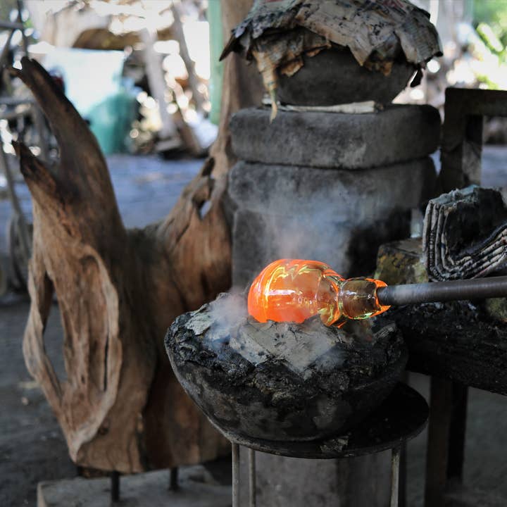 Cohasset Gifts - Wholesale Sculpture - 20” Long Teak Wood & Molten Glass Sculpture7