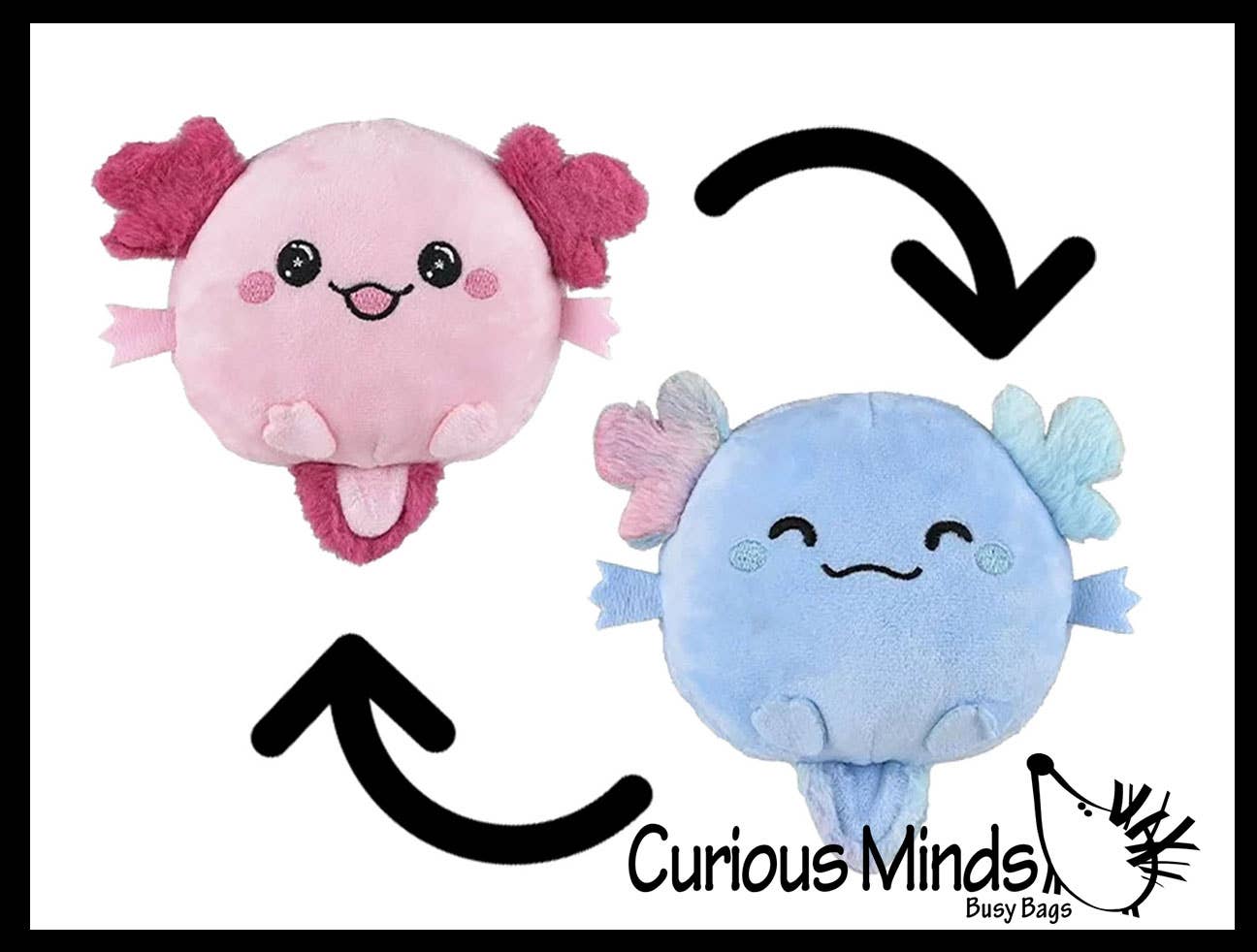 Curious Minds Toys - Wholesale Stuffed/Plush Toy - Kids & Baby - 1 Reversible Axolotl Animal Plush Flip Inside Out Animals - 7