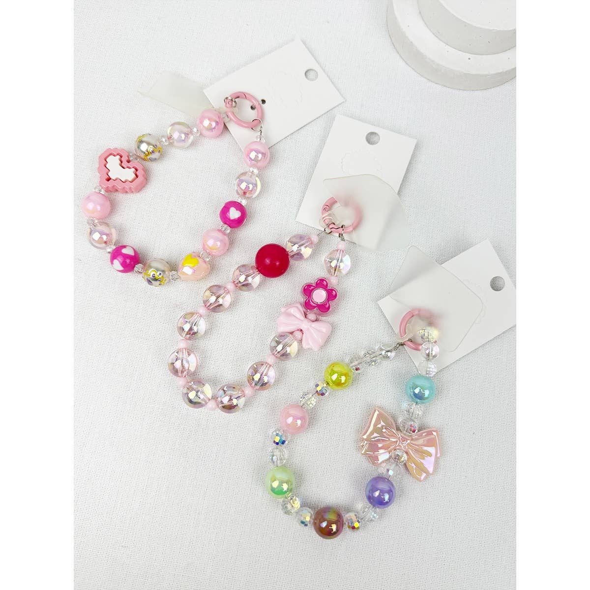 MIX COLOR Pink Palette and Charm keychain and wrist strap for wholesale on Faire1