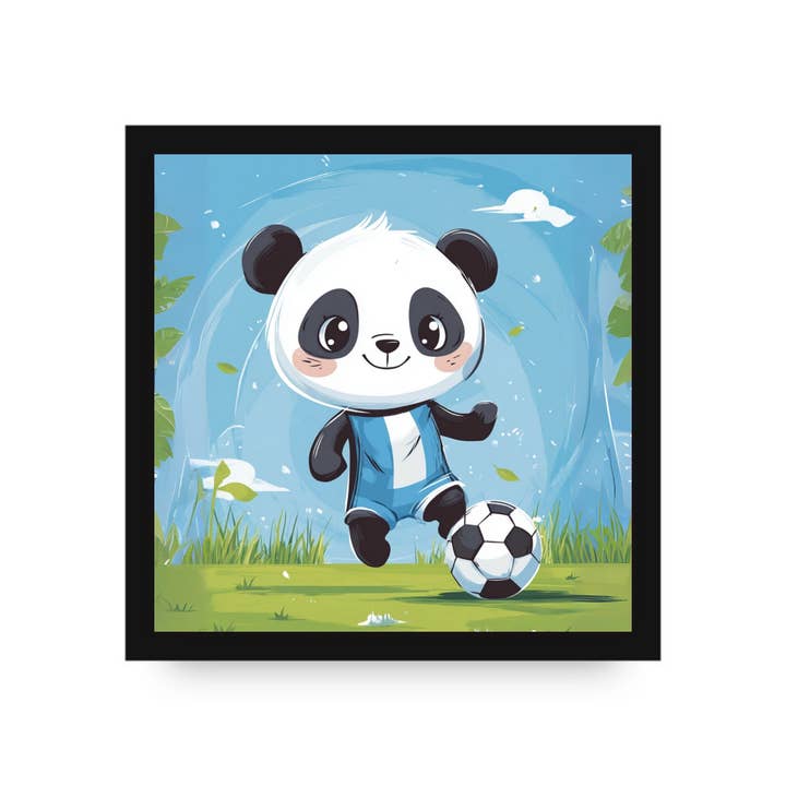 Percy the Powerhouse Panda Framed Canvas by DLJ for wholesale by Dancing Littles Jungle