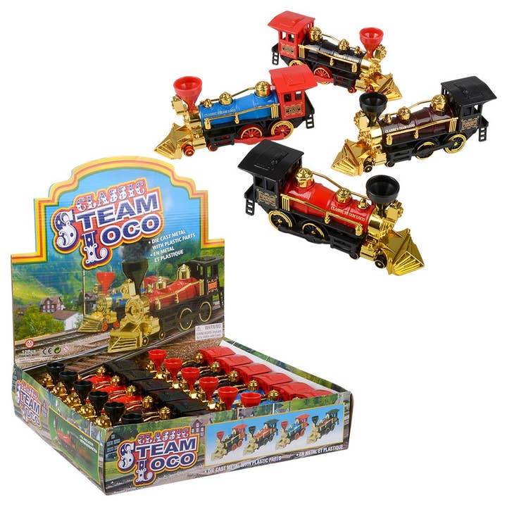 7" Diecast Pull Back Locomotive With Metallic Accent for wholesale by The Toy Network