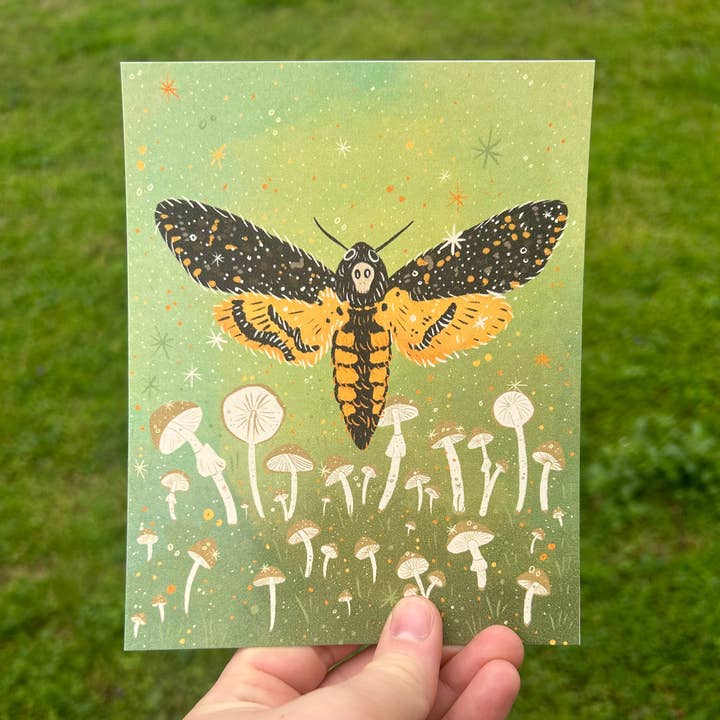 Glitter and Toadstools - Wholesale Art Print - Death's Head Moth Art Print0